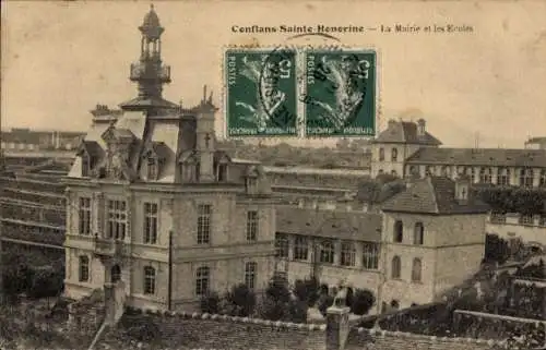 Ak Conflans Sainte Honorine Yvelines, Rathaus und Schulen