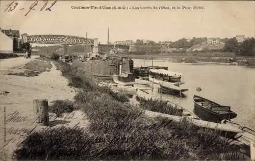 Ak Conflans-sur-Seine-Marne, Die Ufer der Oise, Pont Eiffel
