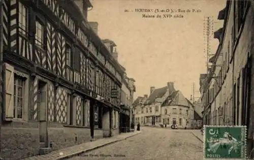 Ak Houdan Yvelines, Rue de Paris, Haus aus dem 16. Jahrhundert