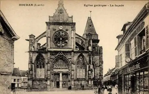 Ak Houdan Yvelines, Gotische Kirche, die Fassade