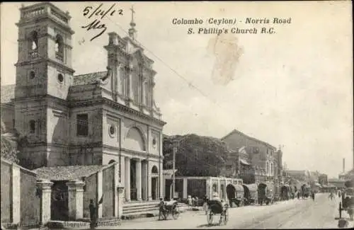 Ak Colombo Ceylon Sri Lanka, Norris Straße, Sankt Phillips Kirche