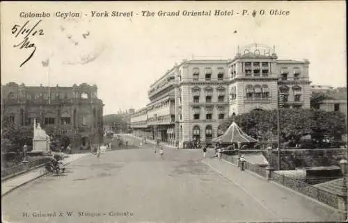 Ak Colombo Ceylon Sri Lanka, York Street, The Grand-Oriental-Hotel
