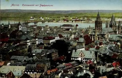 Ak Mainz am Rhein, Gesamtansicht, Blick vom Stephansturm