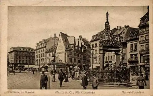 Ak Mainz am Rhein, Marktbrunnen