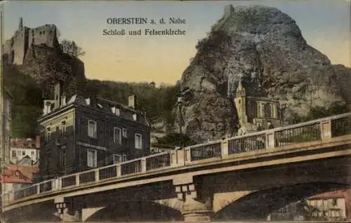 Ak Idar Oberstein an der Nahe, Schloss, Felsenkirche