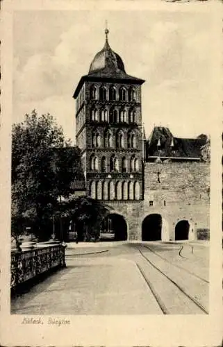 Ak Hansestadt Lübeck, Burgtor, Turm