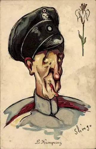 Künstler Ak Slimgo, Kronprinz Wilhelm, Karikatur