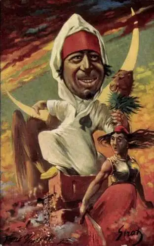 Künstler Ak Sirat, Abd Al-Aziz, Sultan von Marokko, Marianne