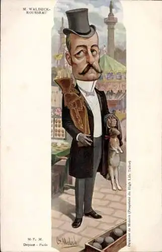Künstler Ak Moloch, B., Französischer Politiker Pierre Waldeck-Rousseau, Dreyfus Affäre, Karikatur