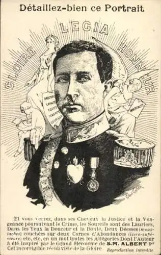 Vexier Ak König Albert I. von Belgien, Portrait, Glorie Legia Honneur