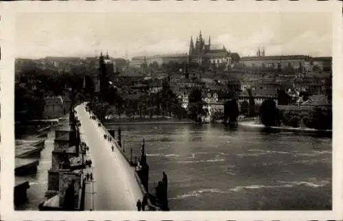 Ak Praha Prag Tschechien, Karlsbrücke und Hradschin