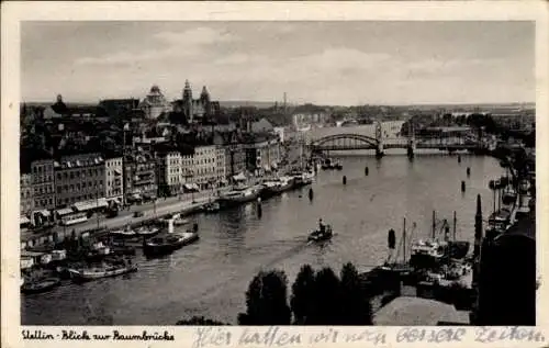 Ak Szczecin Stettin Pommern, Blick zur Baumbrücke