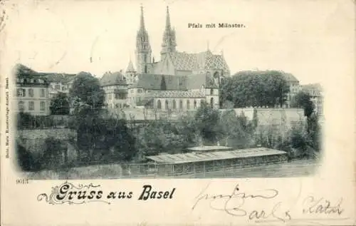 Ak Basel Stadt Schweiz, Pfalz mit Münster