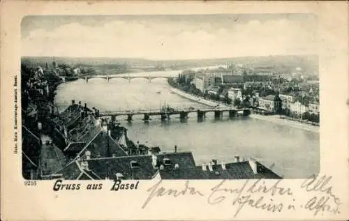 Ak Basel Stadt Schweiz, Panorama, Brücke