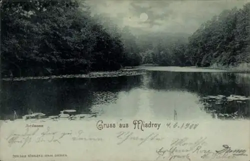 Mondschein Ak Międzyzdroje Ostseebad Misdroy Pommern, Jordansee bei Nacht