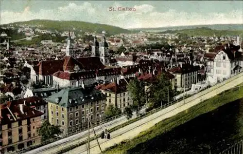 Ak Sankt Gallen Stadt Schweiz, Teilansicht