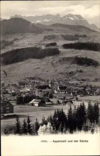 Ak Appenzell Stadt Kanton Innerrhoden, Panorama mit Säntis