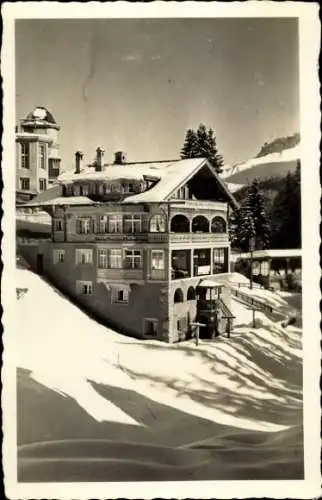 Ak Arosa Kanton Graubünden Schweiz, Pension im Schnee