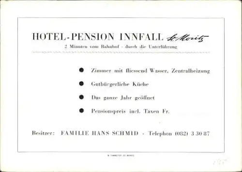 Ak Sankt Moritz Kanton Graubünden, Hotel Innfall