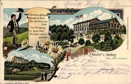 Litho Ehestorf Rosengarten in Niedersachsen, Gasthaus Peters Höh