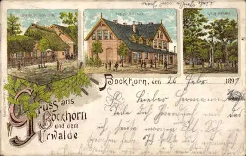 Litho Bockhorn in Oldenburg Friesland, Bahnhof, Urwald