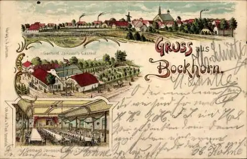 Litho Bockhorn in Oldenburg Friesland, Gasthof, Innenansicht