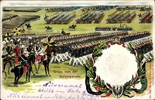 Präge Ak Kaiserparade, Kaiser Wilhelm II., Wappen, Adler