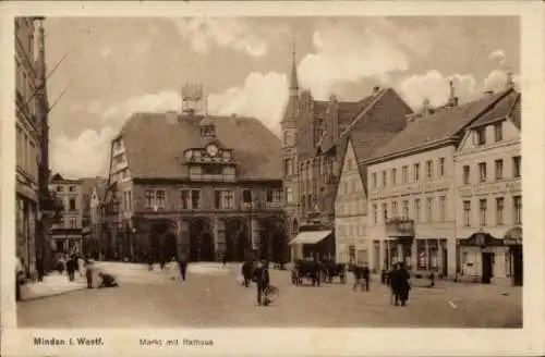 Ak Minden in Westfalen, Markt, Rathaus