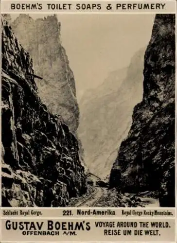 Foto Colorado USA, Rocky Mountains, Royal Gorge, Reklame, Boehm's Toiletteseifen