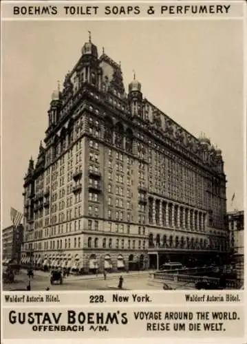 Foto New York City USA, Waldorf Astoria Hotel, Reklame, Boehm's Toiletteseifen