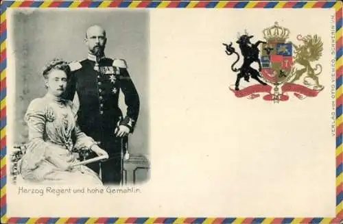 Präge Wappen Ak Johann Albrecht, Herzog zu Mecklenburg, Elisabeth von Sachsen-Weimar-Eisenach