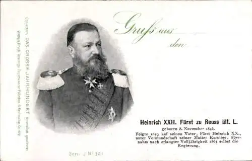 Ak Heinrich XXII., Fürst zu Reuss, Portrait