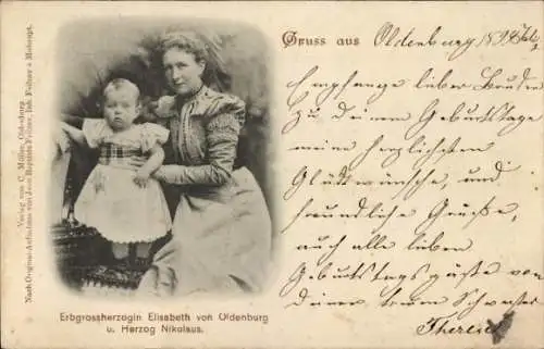 Ak Erbgroßherzogin Elisabeth von Oldenburg, Herzog Nikolaus