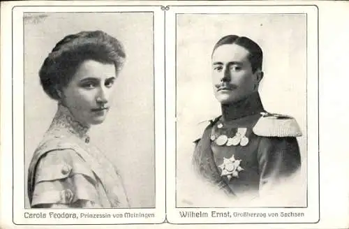 Ak Carola Feodora, Prinzessin von Meiningen, Wilhelm Ernst, Großherzog von Sachsen