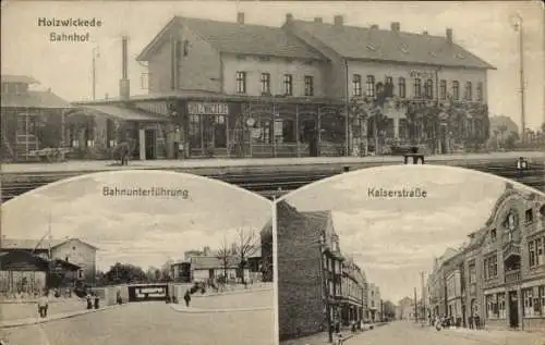 Ak Holzwickede im Ruhrgebiet, Bahnhof, Gleisseite, Bahnunterführung, Kaiserstraße