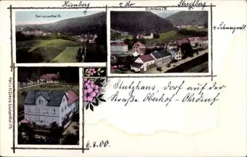 Ak Bad Louisenthal Thüringen, Stutzhaus, Blumen, Häuser, Felder, Berghang