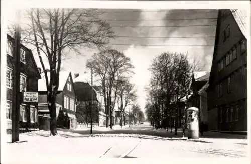 Ak Clausthal Zellerfeld im Oberharz, Goslarsche Straße, Winter