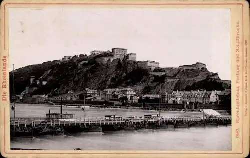 Kabinett Foto Ehrenbreitstein Koblenz am Rhein, Festung und Schiffbrücke