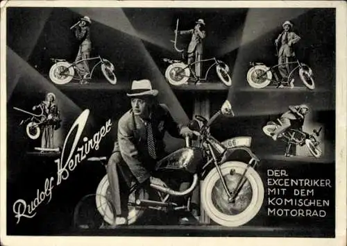 Ak Rudolf Benzinger, Exzentriker, Motorrad, Zirkus