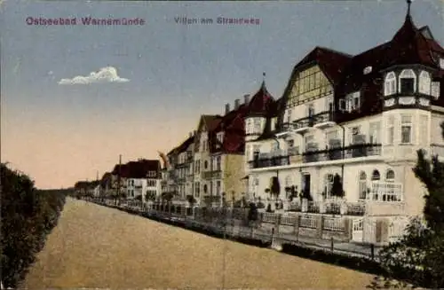 Ak Ostseebad Warnemünde Rostock, Villen, Strandweg