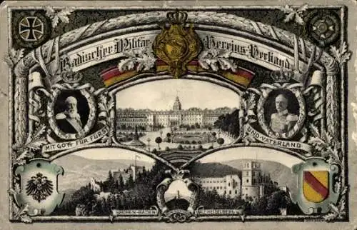 Passepartout Ak Heidelberg am Neckar, Großherzog Friedrich I, Badischer Militär Vereins Verband
