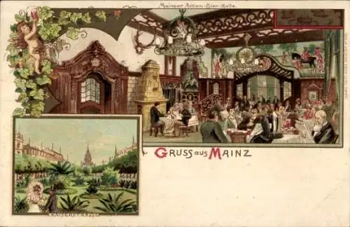 Litho Mainz am Rhein, Kaiserstraße, Mainzer Ancien Bierhalle