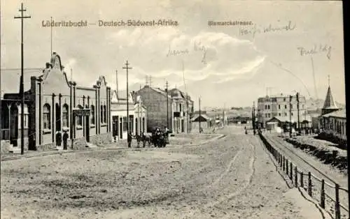 Ak Lüderitzbucht Lüderitz Namibia, Bismarckstraße, Deutsch-Südwest-Afrika