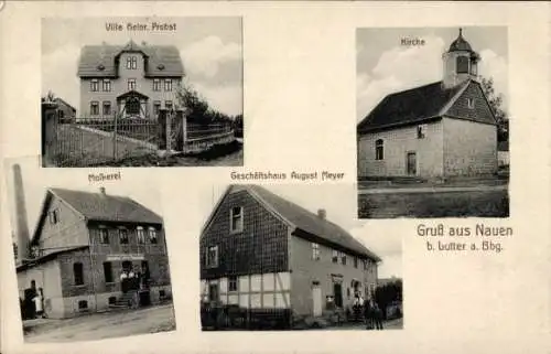 Ak Nauen Lutter am Barenberge Niedersachsen, Villa Heinrich Probst, Kirche, Geschäftshaus