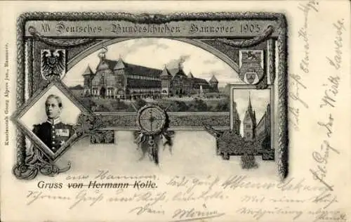 Passepartout Ak Hannover in Niedersachsen, XIV. Dt. Bundesschießen 1903, Kronprinz Wilhelm