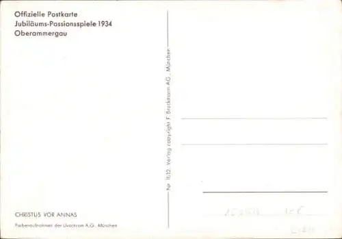 Ak Oberammergau Oberbayern, Passionsspiele 1934, Christus vor Annas