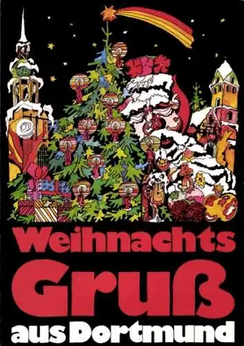 Ak Dortmund im Ruhrgebiet, Weihnachtsgruß, Weihnachtsmarkt 1973