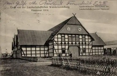 Ak Hannover in Niedersachsen, Niedersächsisches Bauernhaus, Landw. Wanderausstellung 1914