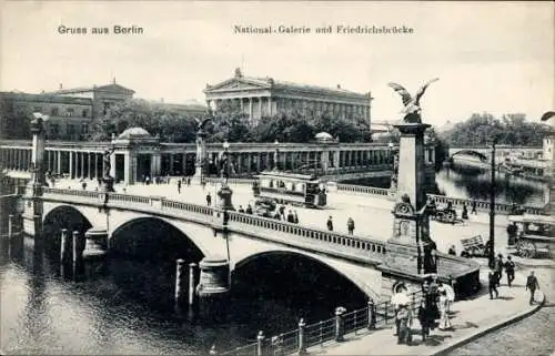 Ak Berlin Mitte, National-Galerie, Friedrichsbrücke