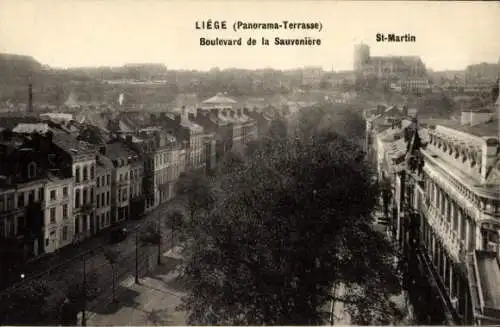 Ak Liège Lüttich Wallonien, Panorama-Terrasse, Boulevard de la Sauveniere, St-Martin